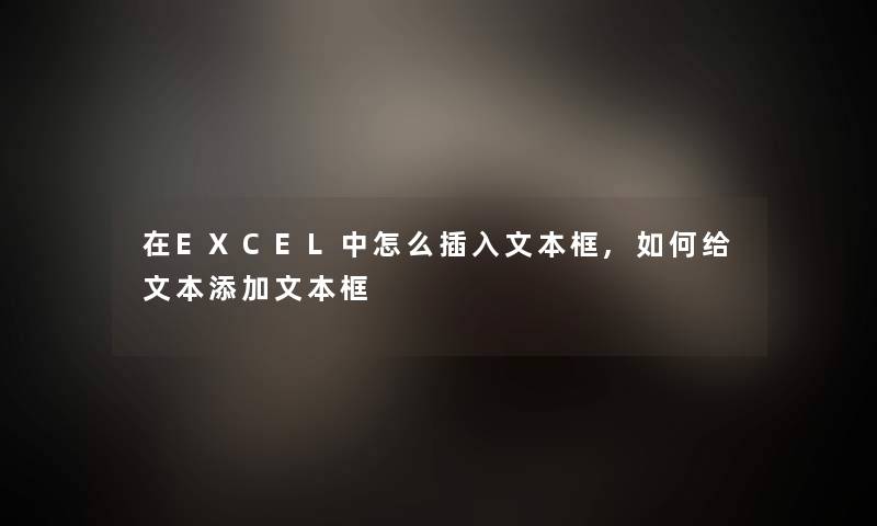 在EXCEL中怎么插入文本框,如何给文本添加文本框