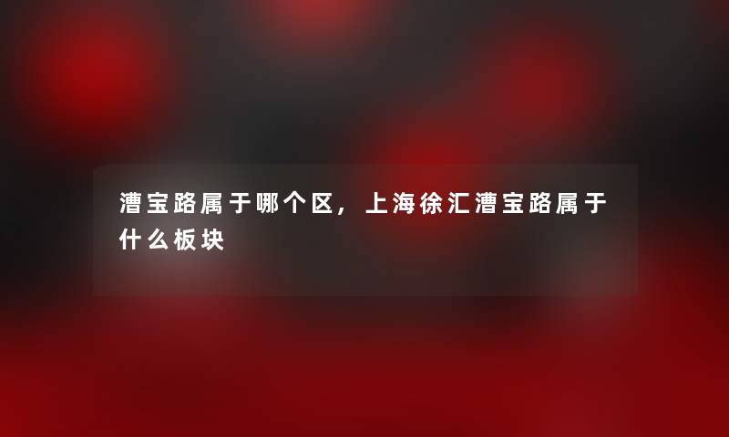 漕宝路属于哪个区,上海徐汇漕宝路属于什么板块 漕宝路属于哪个区,上海徐汇漕宝路属于什么板块