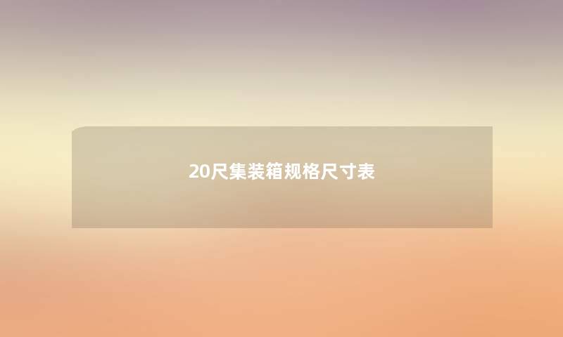 20尺集装箱规格尺寸表