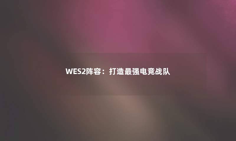 WES2阵容:打造强电竞战队 WES2阵容:打造强电竞战队
