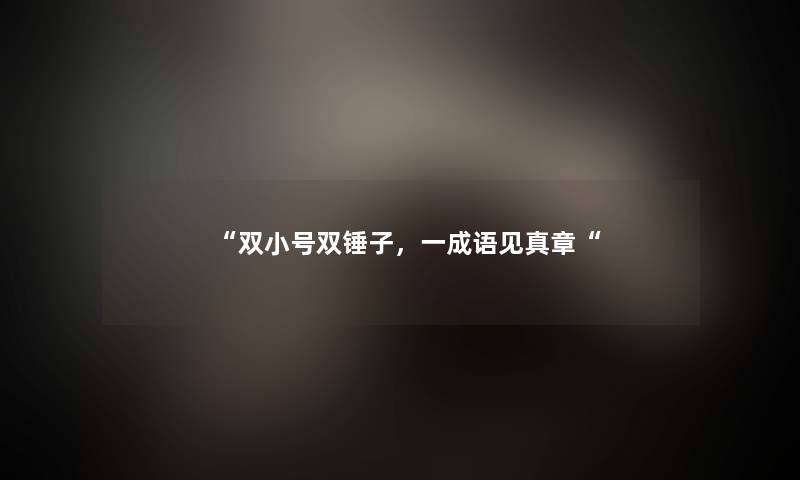 “双小号双锤子,一成语见真章“ “双小号双锤子,一成语见真章“