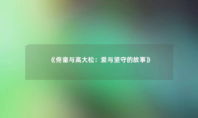 《佟童与高大松:爱与坚守的故事》 《佟童与高大松:爱与坚守的故事》