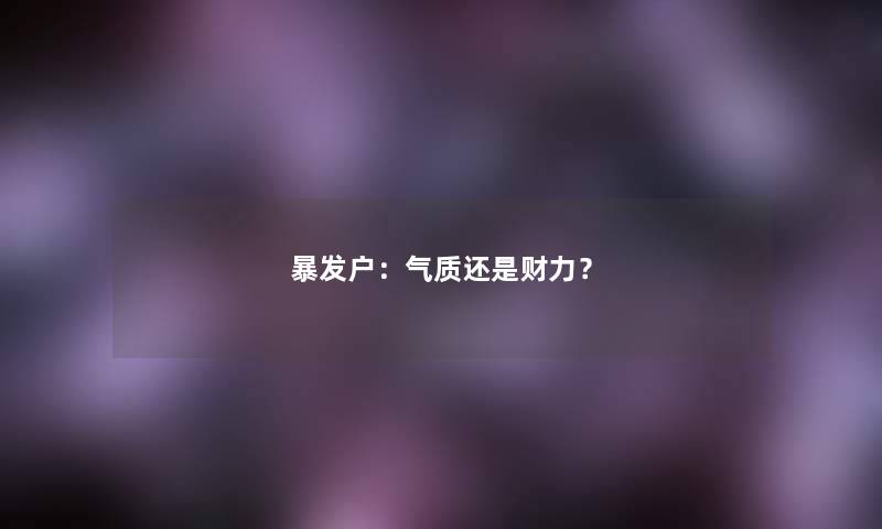 暴发户:气质还是财力? 暴发户:气质还是财力?