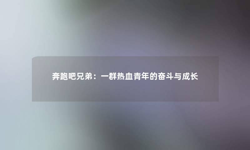 奔跑吧兄弟:一群热血青年的奋斗与成长 奔跑吧兄弟:一群热血青年的奋斗与成长