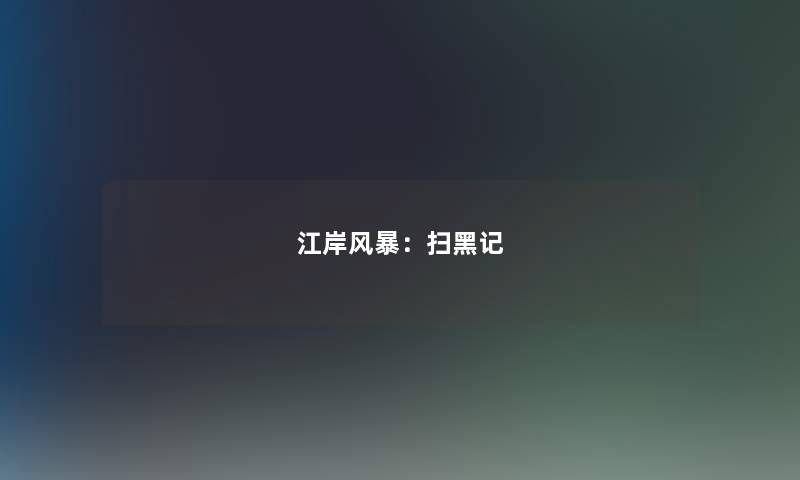 江岸风暴：扫黑记
