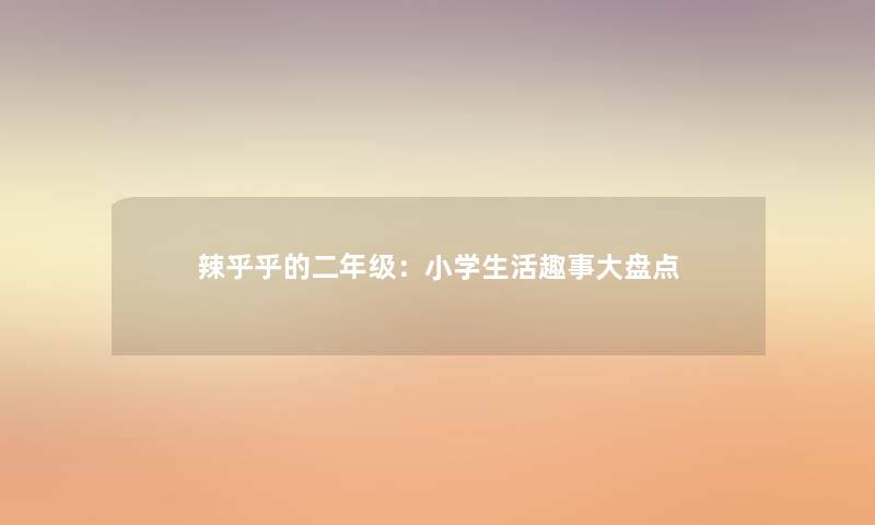 辣乎乎的二年级：小学生活趣事大盘点