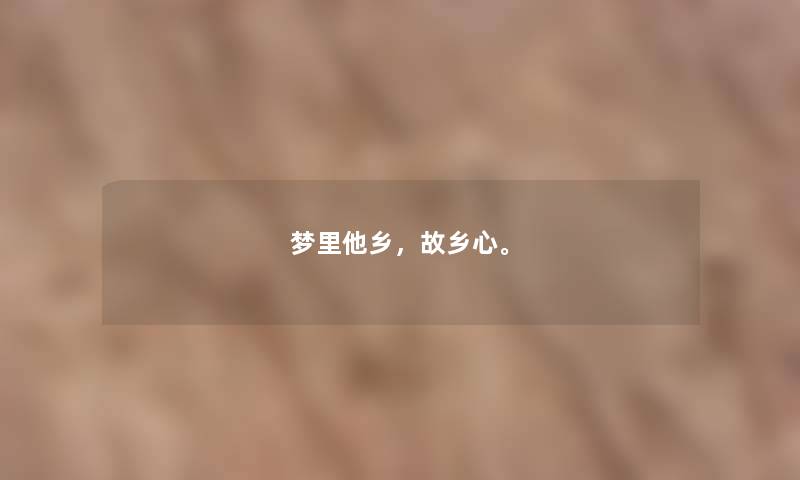 梦里他乡，故乡心。