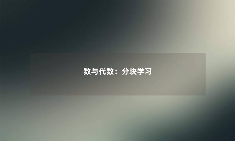 数与代数:分块学习 数与代数:分块学习