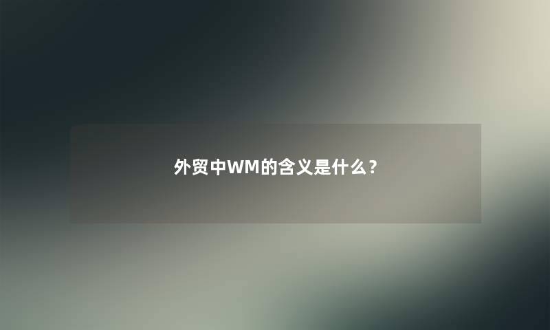外贸中WM的含义是什么？