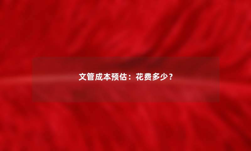 文管成本预估：花费多少？