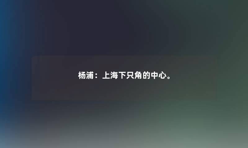 杨浦:上海下只角的中心。 杨浦:上海下只角的中心。
