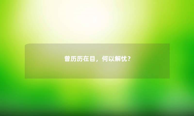 曾历历在目,何以解忧? 曾历历在目,何以解忧?