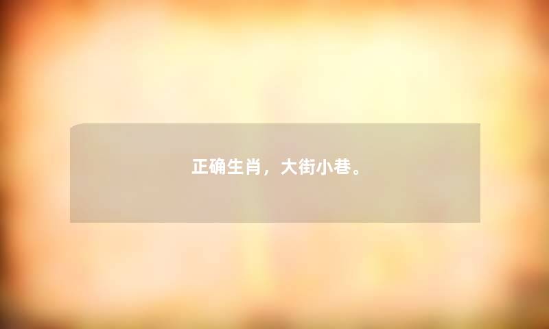 正确生肖，大街小巷。