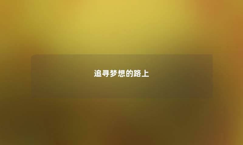 追寻梦想的路上 追寻梦想的路上