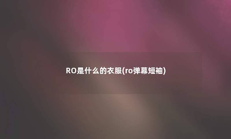 RO是什么的衣服(ro弹幕短袖)