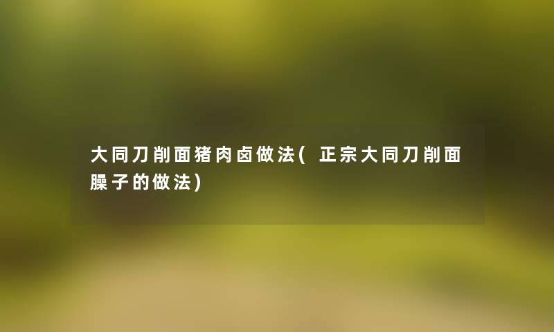 大同刀削面猪肉卤做法(正宗大同刀削面臊子的做法) 大同刀削面猪肉卤做法(正宗大同刀削面臊子的做法)