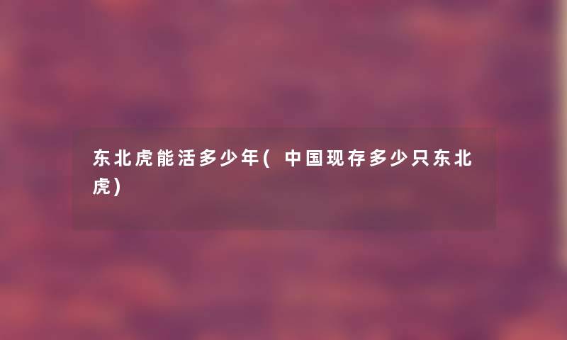 东北虎能活多少年(中国现存多少只东北虎) 东北虎能活多少年(中国现存多少只东北虎)
