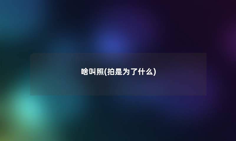 啥叫照(拍是为了什么)