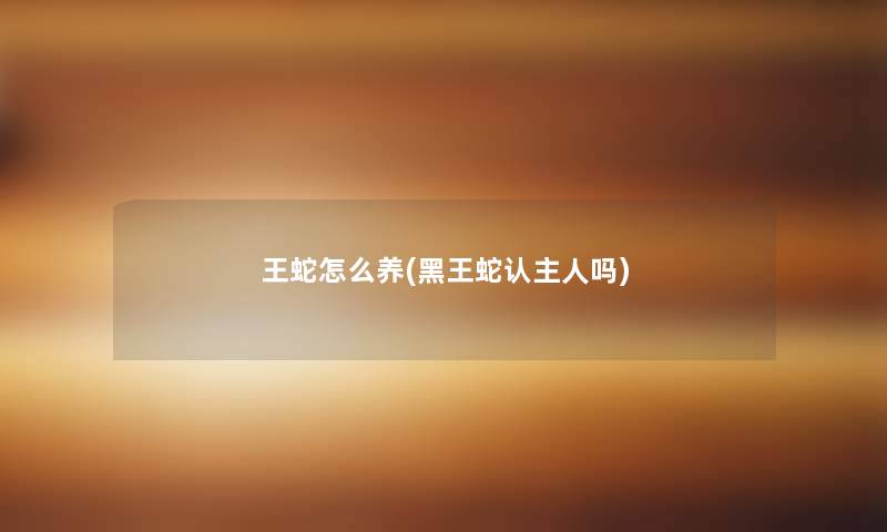 王蛇怎么养(黑王蛇认主人吗)
