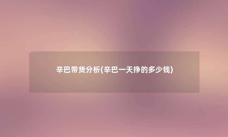 辛巴带货分析(辛巴一天挣的多少钱)