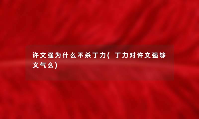 许文强为什么不杀丁力(丁力对许文强够义气么) 许文强为什么不杀丁力(丁力对许文强够义气么)
