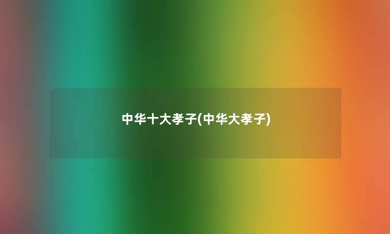 中华一些孝子(中华大孝子) 中华一些孝子(中华大孝子)