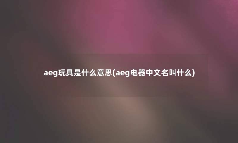 aeg玩具是什么意思(aeg电器中文名叫什么)