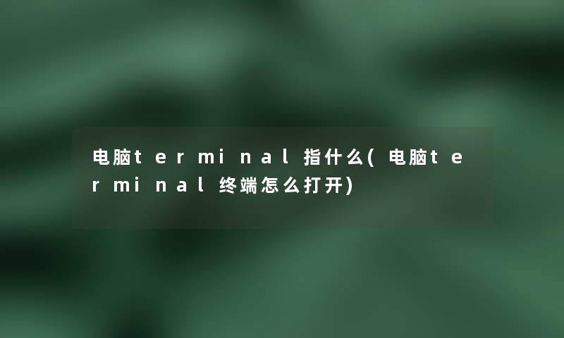 电脑terminal指什么(电脑terminal终端怎么打开)