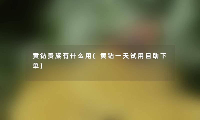 黄钻贵族有什么用(黄钻一天试用自助下单) 黄钻贵族有什么用(黄钻一天试用自助下单)