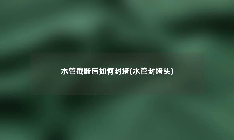水管截断后如何封堵(水管封堵头) 水管截断后如何封堵(水管封堵头)