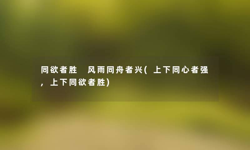 同欲者胜 风雨同舟者兴(上下同心者强,上下同欲者胜)