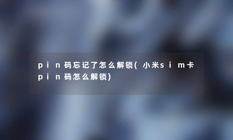 pin码忘记了怎么解锁(小米sim卡pin码怎么解锁) pin码忘记了怎么解锁(小米sim卡pin码怎么解锁)