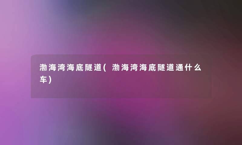渤海湾海底隧道(渤海湾海底隧道通什么车)