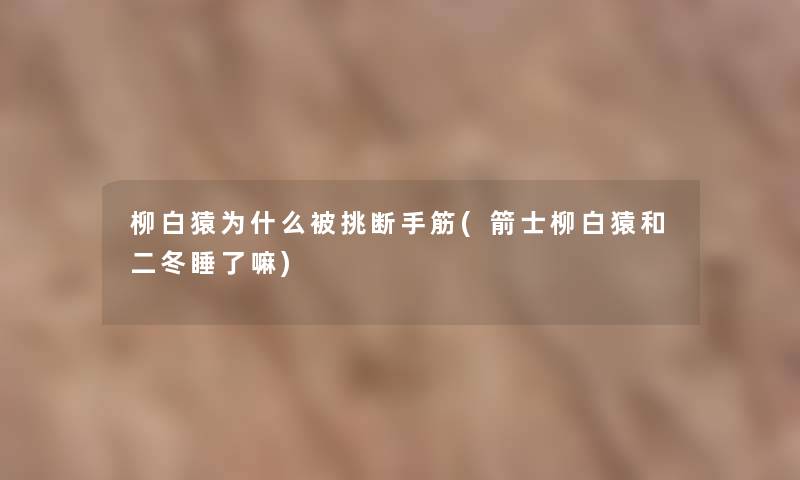 柳白猿为什么被挑断手筋(箭士柳白猿和二冬睡了嘛) 柳白猿为什么被挑断手筋(箭士柳白猿和二冬睡了嘛)