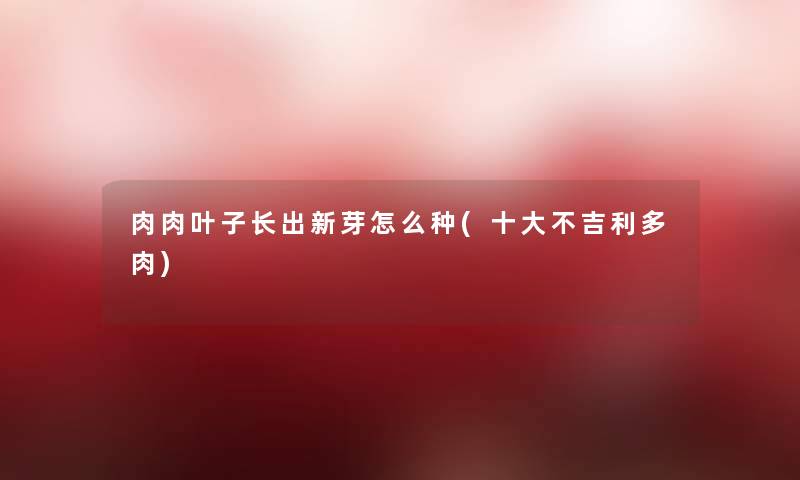 肉肉叶子长出新芽怎么种(一些不吉利多肉) 肉肉叶子长出新芽怎么种(一些不吉利多肉)