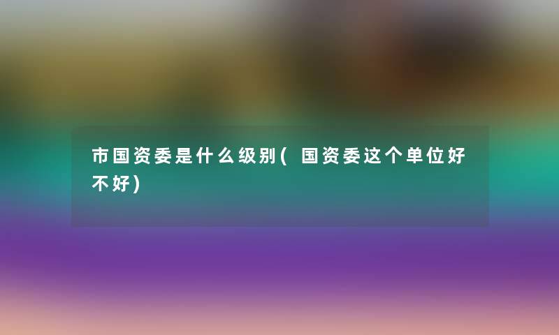 市国资委是什么级别(国资委这个单位好不好) 市国资委是什么级别(国资委这个单位好不好)