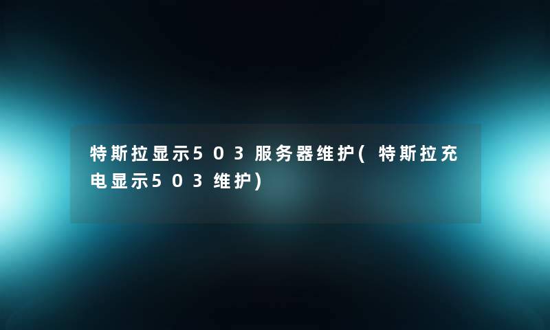 特斯拉显示503服务器维护(特斯拉充电显示503维护)