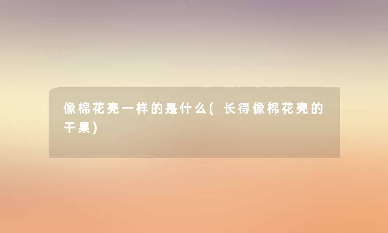 像棉花壳一样的是什么(长得像棉花壳的干果) 像棉花壳一样的是什么(长得像棉花壳的干果)