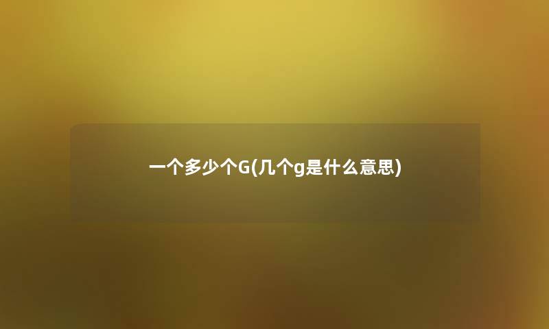一个多少个G(几个g是什么意思)