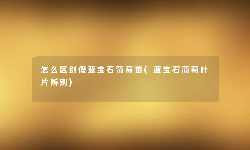 怎么区别假蓝宝石葡萄苗(蓝宝石葡萄叶片辨别) 怎么区别假蓝宝石葡萄苗(蓝宝石葡萄叶片辨别)