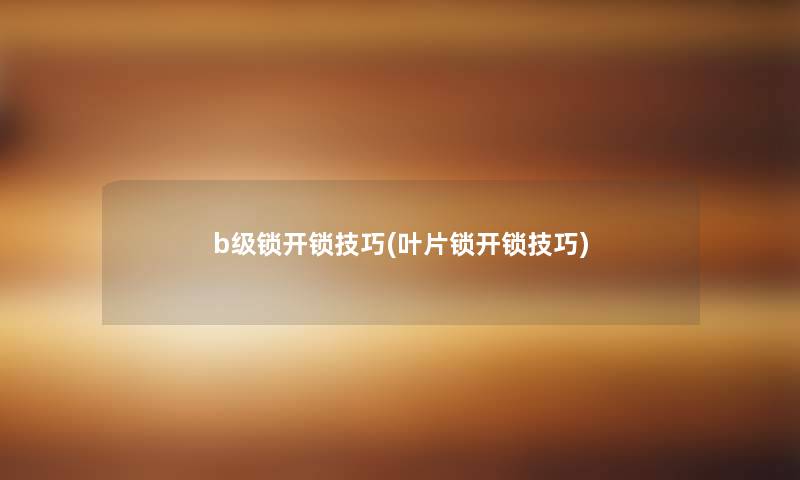 b级锁开锁技巧(叶片锁开锁技巧) b级锁开锁技巧(叶片锁开锁技巧)
