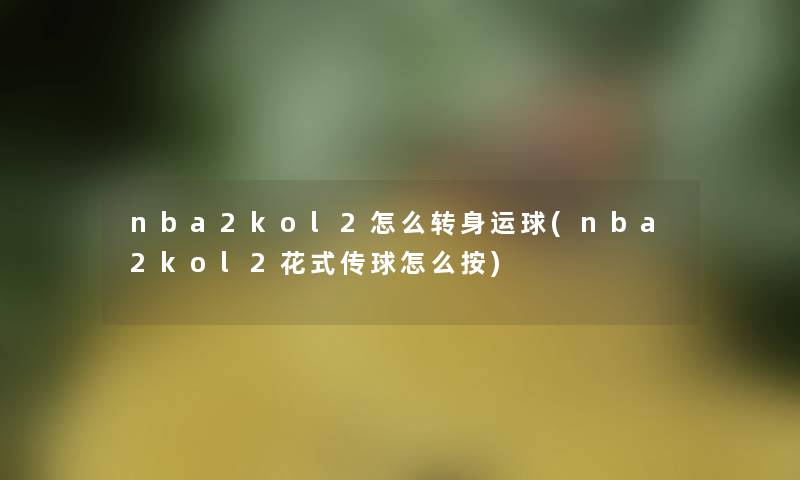 nba2kol2怎么转身运球(nba2kol2花式传球怎么按)