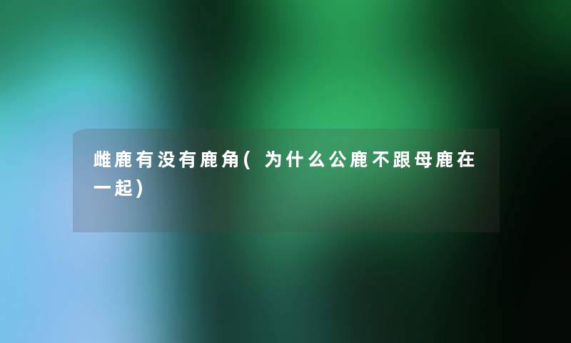 雌鹿有没有鹿角(为什么公鹿不跟母鹿在一起) 雌鹿有没有鹿角(为什么公鹿不跟母鹿在一起)