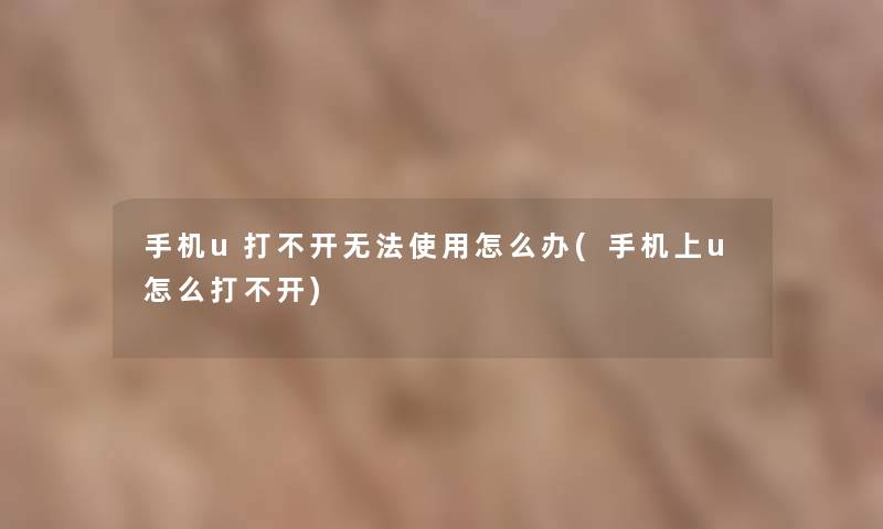 手机u打不开无法使用怎么办(手机上u怎么打不开)