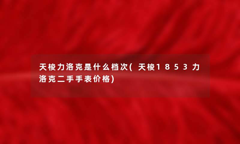 天梭力洛克是什么档次(天梭1853力洛克二手手表价格)