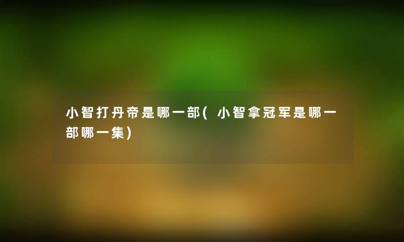 小智打丹帝是哪一部(小智拿冠军是哪一部哪一集)