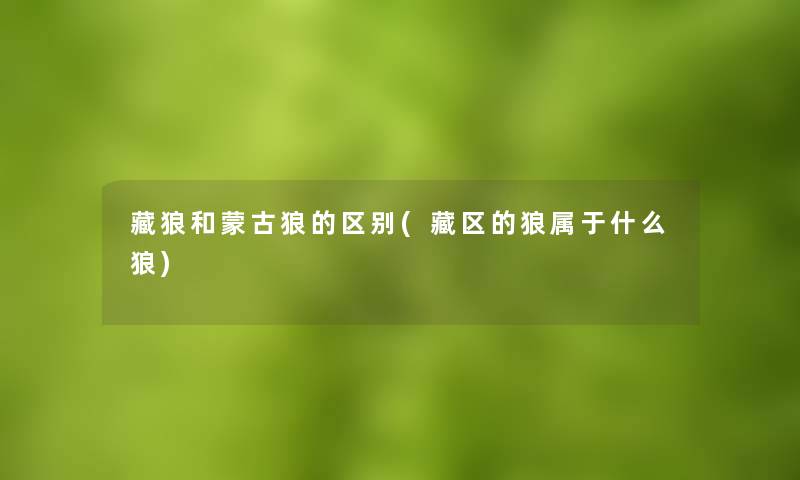 藏狼和蒙古狼的区别(藏区的狼属于什么狼)
