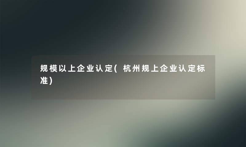 规模以上企业认定(杭州规上企业认定标准) 规模以上企业认定(杭州规上企业认定标准)