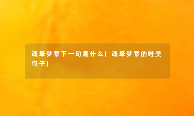 魂牵梦萦下一句是什么(魂牵梦萦的唯美句子)