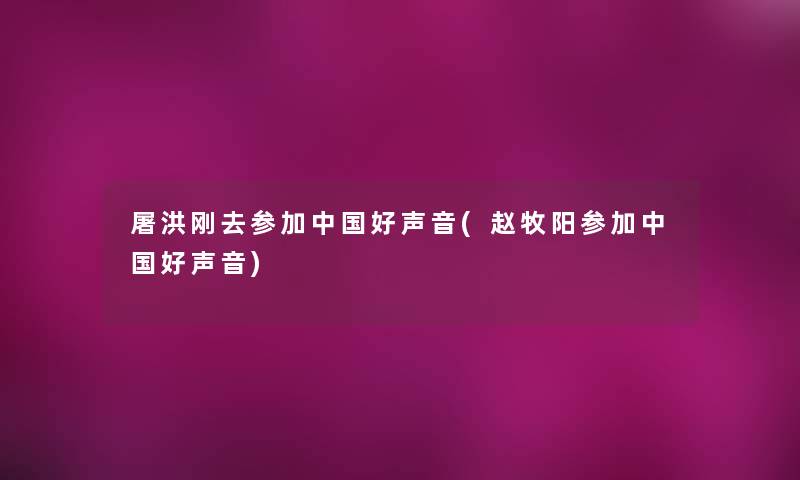 屠洪刚去参加中国好声音(赵牧阳参加中国好声音) 屠洪刚去参加中国好声音(赵牧阳参加中国好声音)